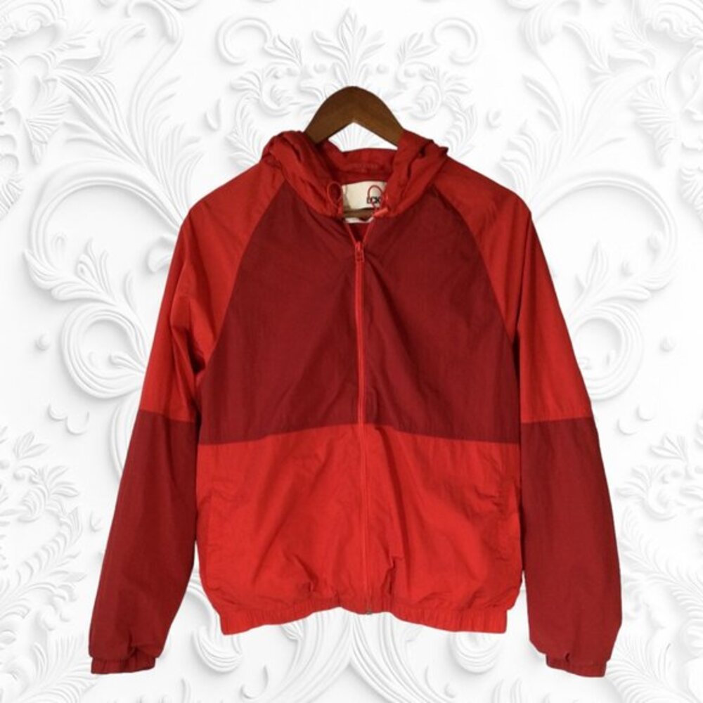 LCKR Red Windbreaker Jacket with Hood Size S/P